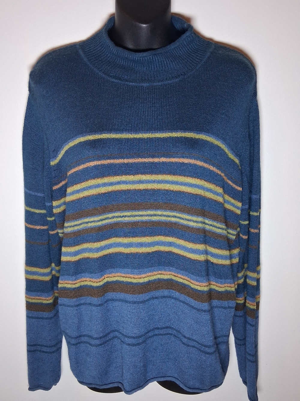 Vintage Norton Studio Silk And Wool Blue Striped Crewneck Sweater